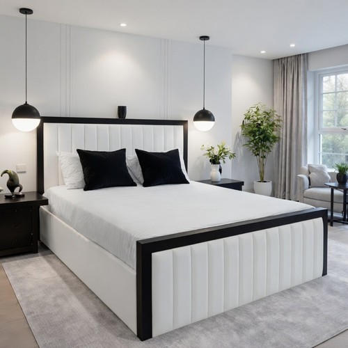 Luxury panelled bed velvet - panelled,