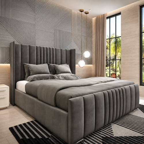 Ottoman bed winged - bed, plush